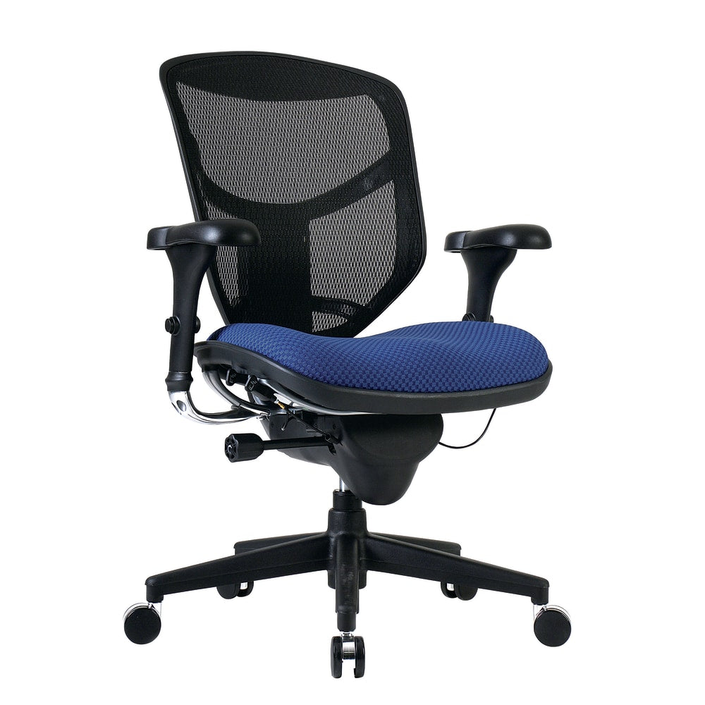 WorkPro Quantum 9000 Series Ergonomic Mesh/Premium Fabric Mid-Back Chair, Black/Royal, BIFMA Compliant