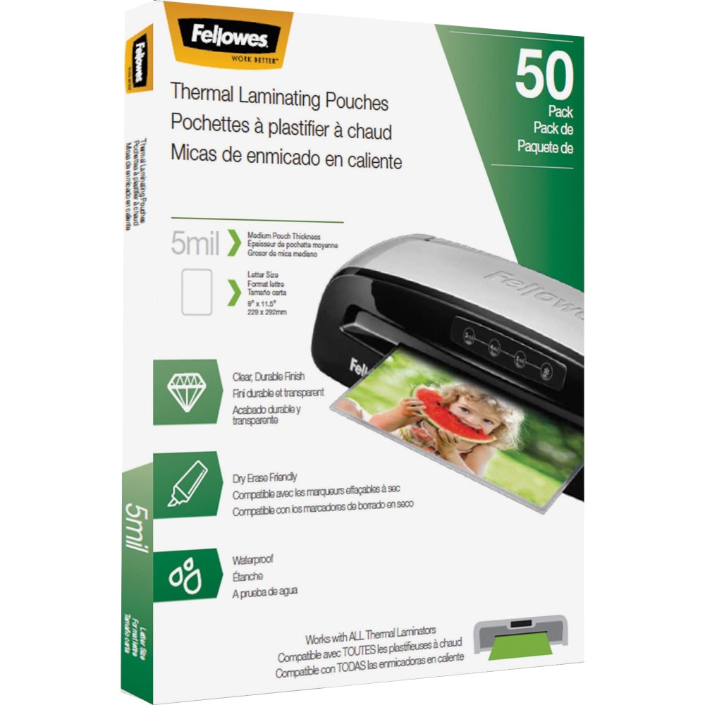 Fellowes Thermal Laminating Pouches, 8-1/2in x 11in, Pack Of 50