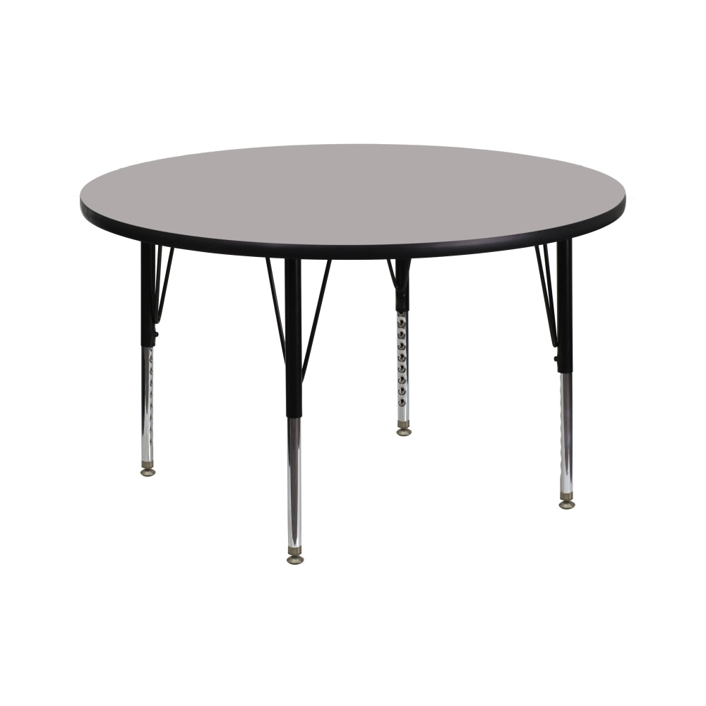 Flash Furniture Round HP Laminate Activity Table With Height-Adjustable Short Legs, 42in, Gray