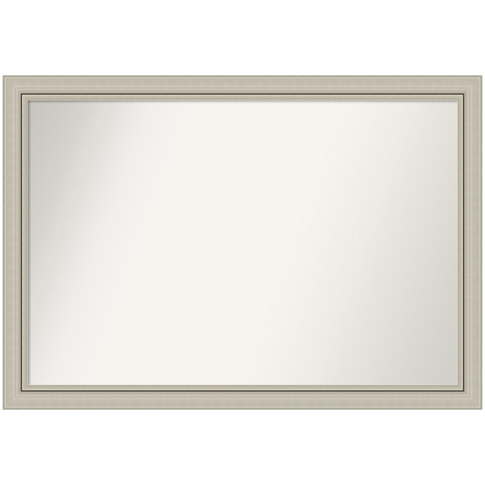 Amanti Art Narrow Non-Beveled Rectangle Wood-Framed Bathroom Wall Mirror, 27-3/4in x 39-3/4in, Romano Silver