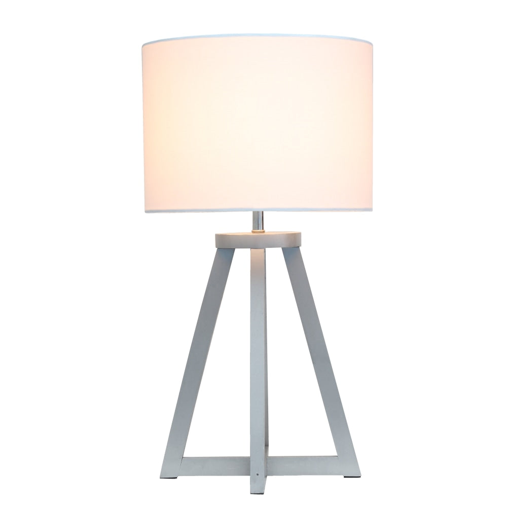 Simple Designs Interlocked Triangular Table Lamp, 19-1/8inH, White Shade/Gray Base