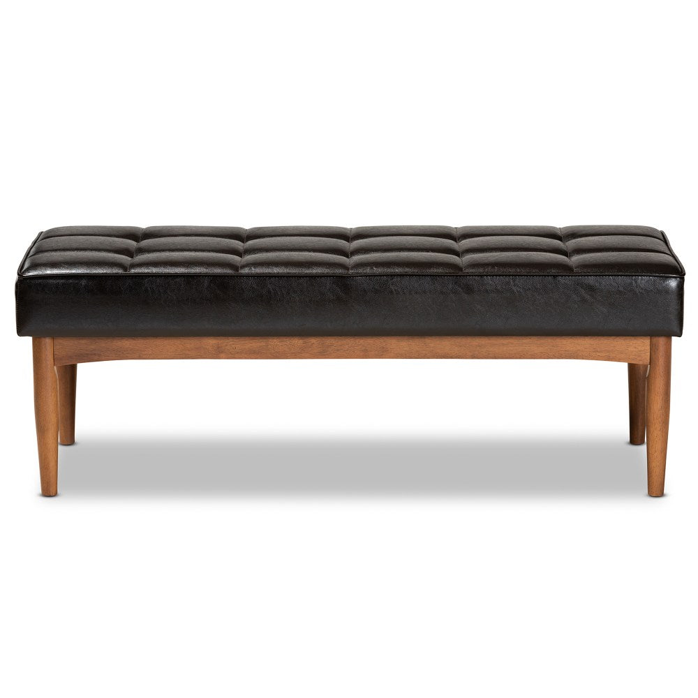 Baxton Studio Sanford Dining Bench, Dark Brown/Walnut Brown