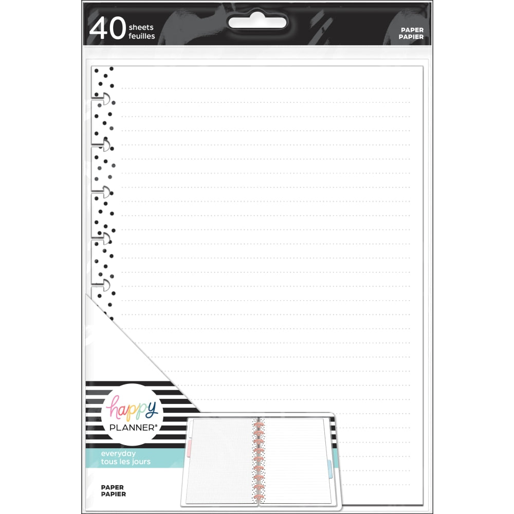 Happy Planner Classic Filler Paper, 40 Sheets, 7in x 9-1/4in, Simple Dots