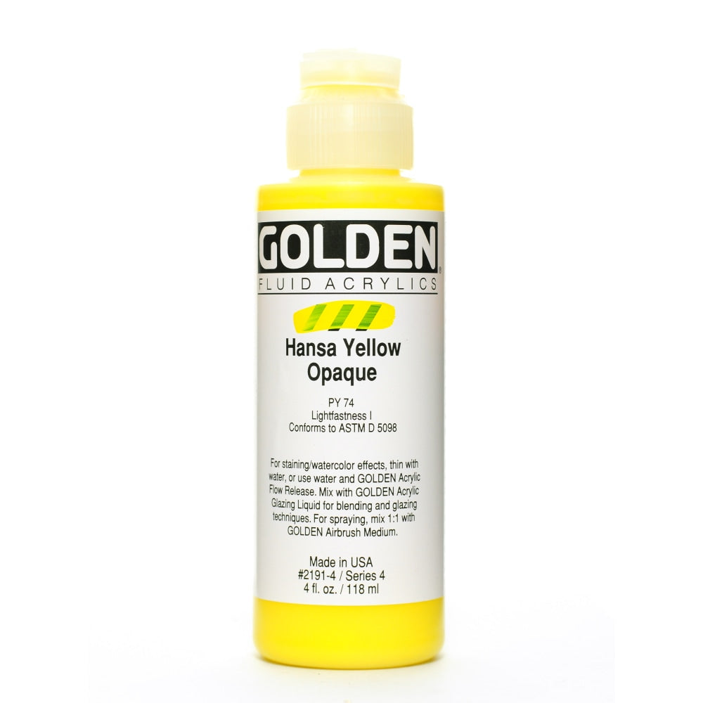 Golden Fluid Acrylic Paint, 4 Oz, Hansa Yellow Opaque