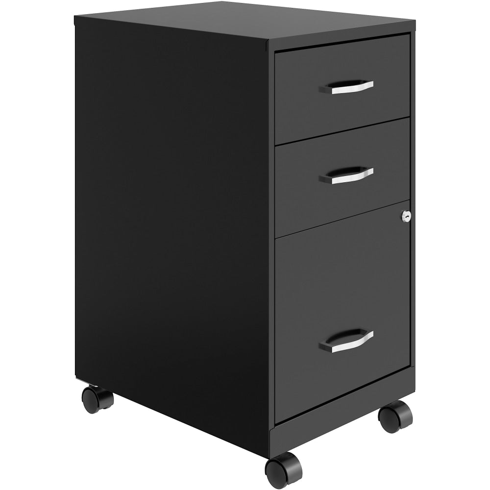 NuSparc 18inD Mobile Pedestal 3-Drawer Organizer Cabinet, Black