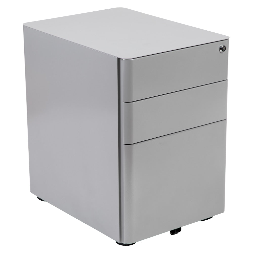 Flash Furniture Modern 21inD Vertical 3-Drawer Mobile Locking File Cabinet, Gray