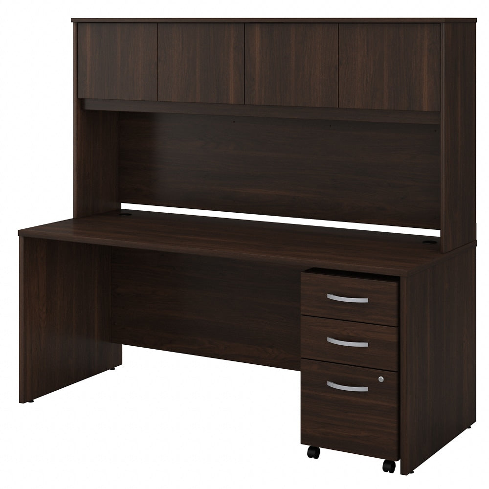 Bush Business Furniture Studio C 72inW Office Computer Desk With Hutch And Mobile File Cabinet, Black Walnut, Standard Delivery