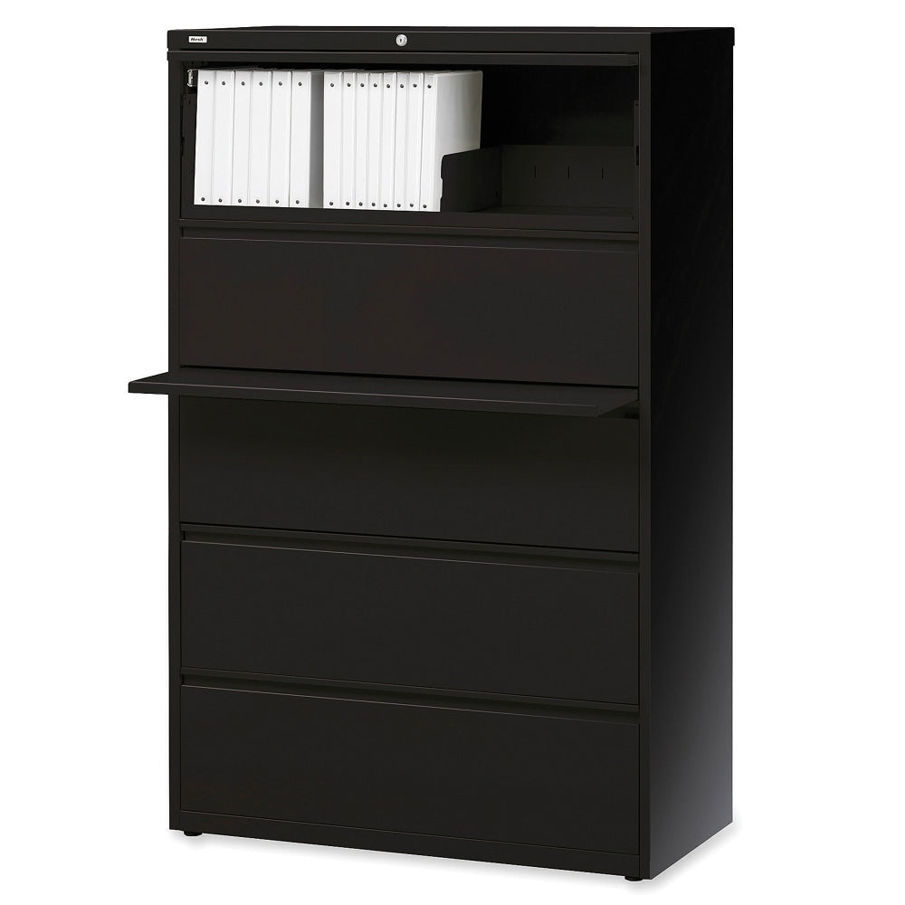 Lorell Fortress 36inW x 18-5/8inD Lateral 5-Drawer File Cabinet, Black