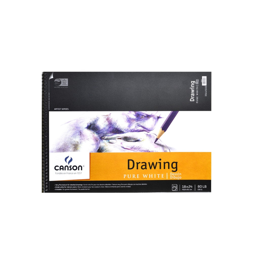 Canson Pure White Drawing Pad, 18in x 24in, 24 Sheets