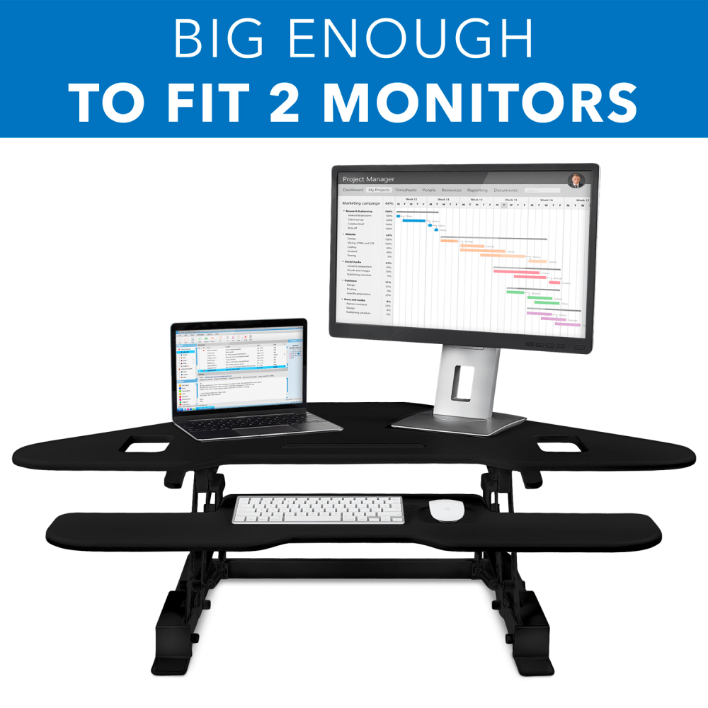 Mount-It! MI-7958 Corner 50inW Standing Desk Converter, Black