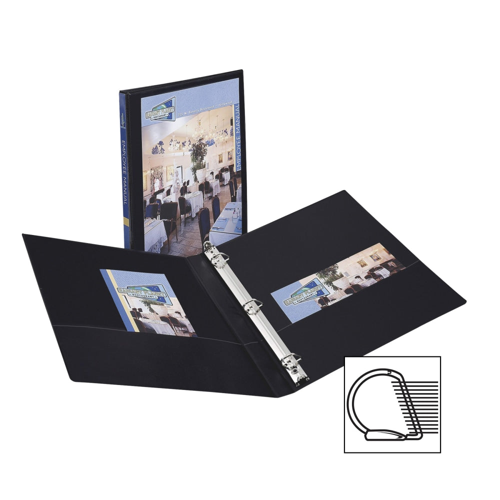 Avery Durable View 3-Ring Binder With EZ-Turn Rings, 1/2in D-Rings, 44% Recycled, Black