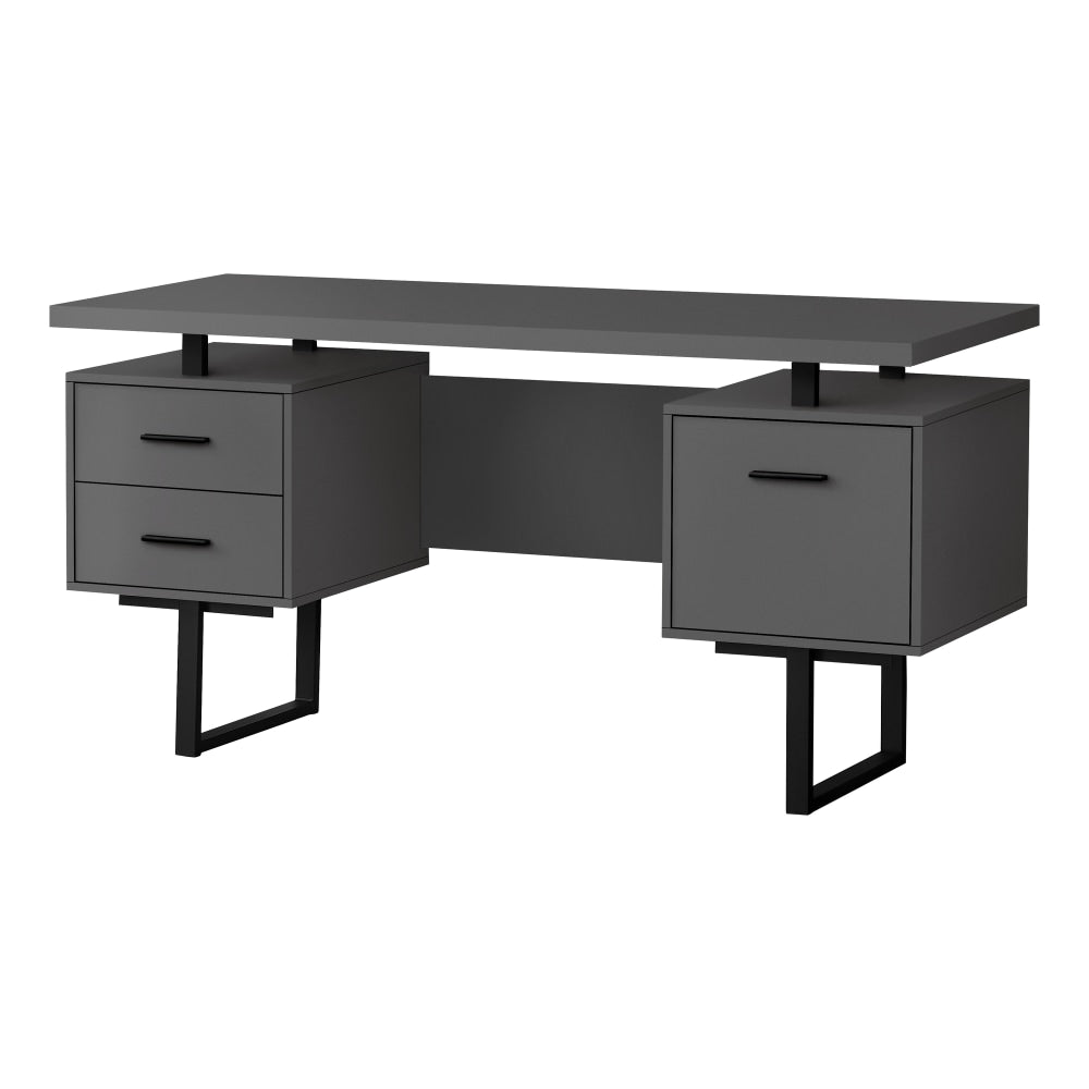 Monarch Specialties Violet 60inW Computer Desk, Gray/Black