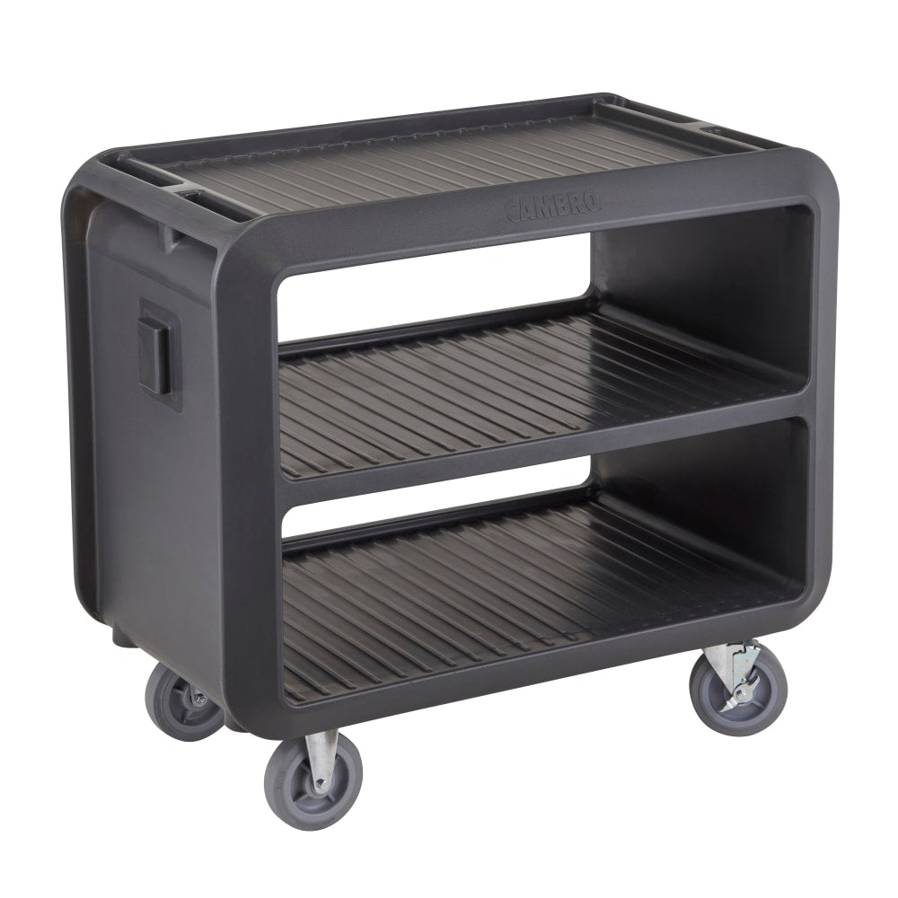 Cambro Service Cart Pro 3-Shelf Plastic Food Service Cart, 37-1/16inH x 23-13/16inW x 41-1/2inD, Charcoal Gray