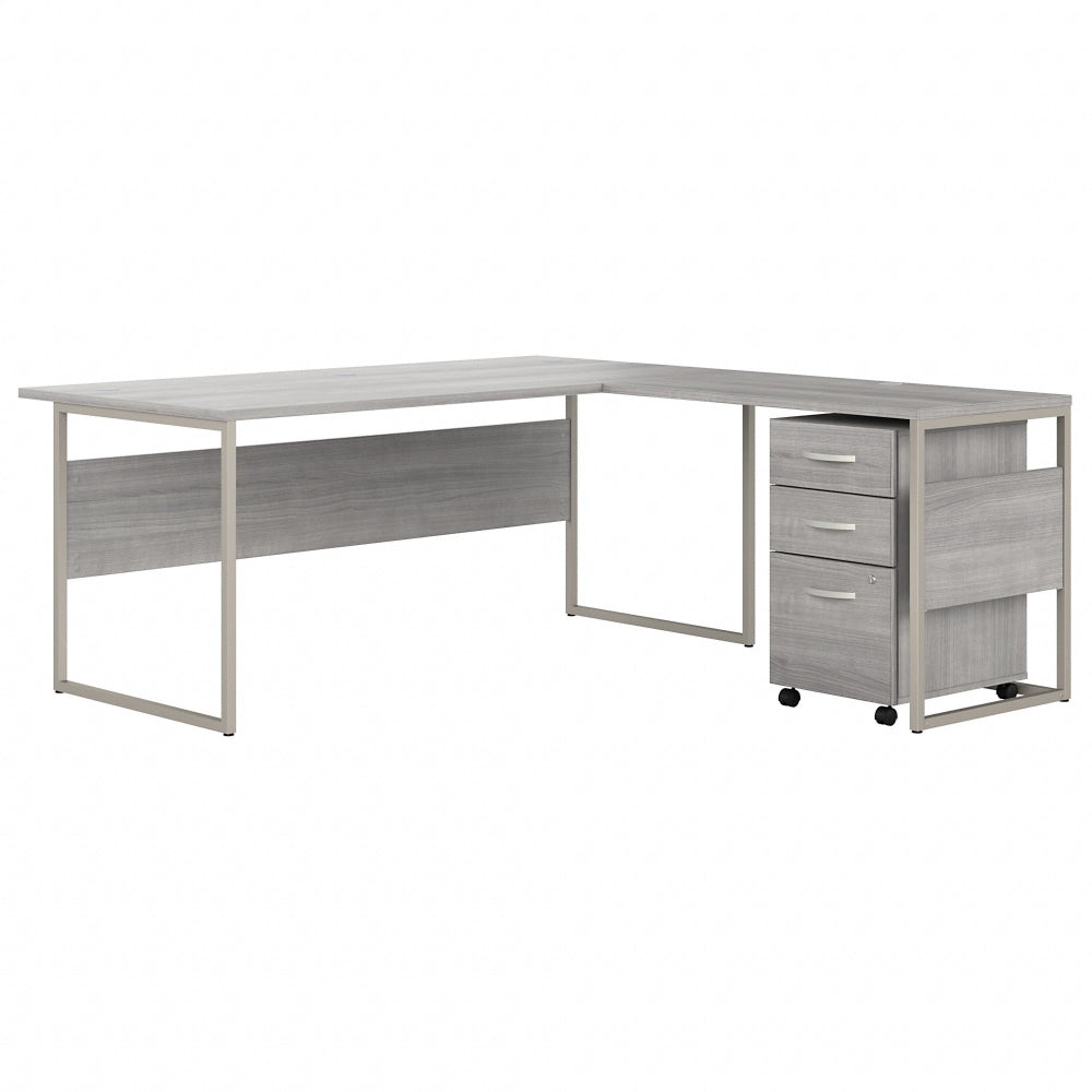 Bush Business Furniture Hybrid 72inW L-Shaped Corner Desk Table With 3-Drawer Mobile File Cabinet, Platinum Gray, Standard Delivery