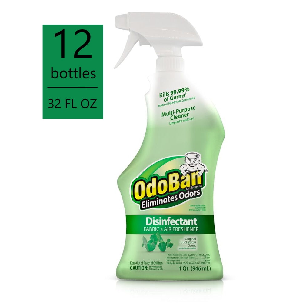 OdoBan Odor Eliminator Disinfectant Spray, Original Eucalyptus Scent, 32 Oz Bottle, Case Of 12