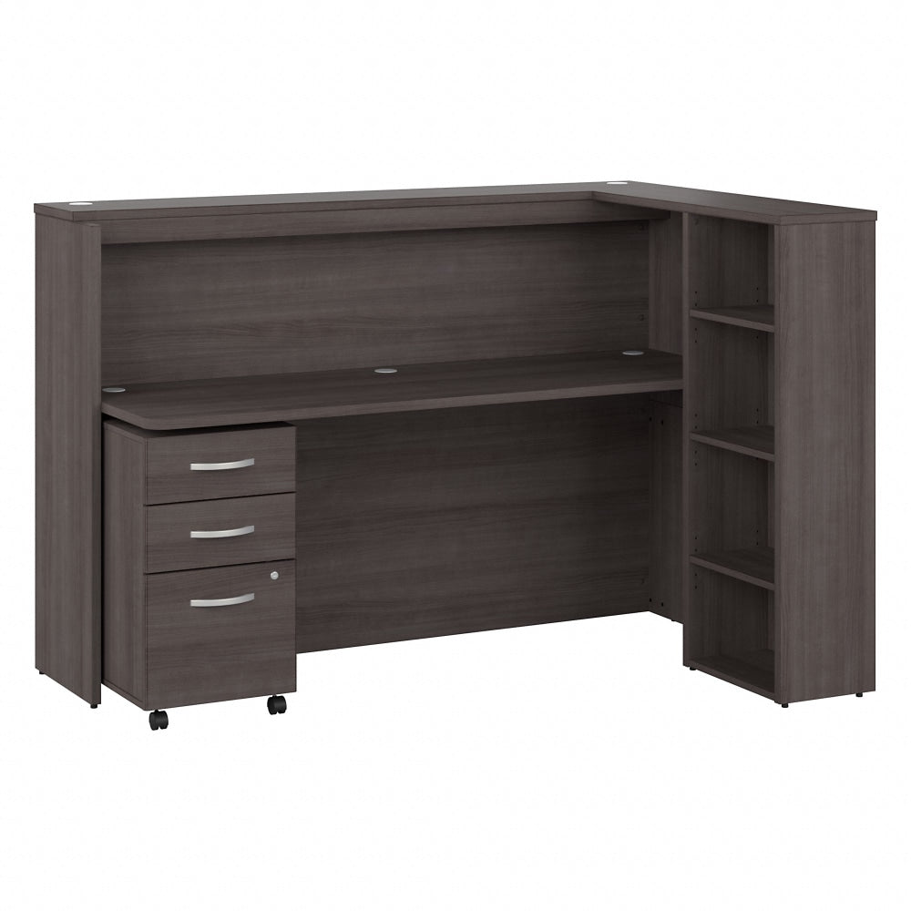 Bush Business Furniture Studio C 72inW Cubicle Computer Desk With Shelves And Mobile File Cabinet, Storm Gray, Standard Delivery