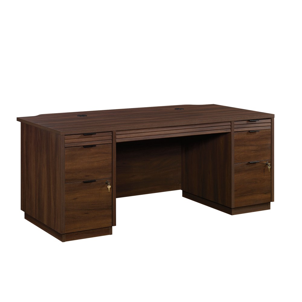 Sauder Palo Alto 72inW Executive Commercial Double-Pedestal Computer Desk, Spiced Mahogany