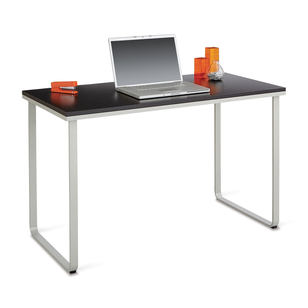 Safco Steel Workstation - Rectangle Top - U-shaped Base - 2 Legs - 150 lb Capacity - 47.25in Table Top Width x 24in Table Top Depth x 0.75in Table Top Thickness - Assembly Required - Black, Silver - Steel, Fiberboard, Wood - 1 Each