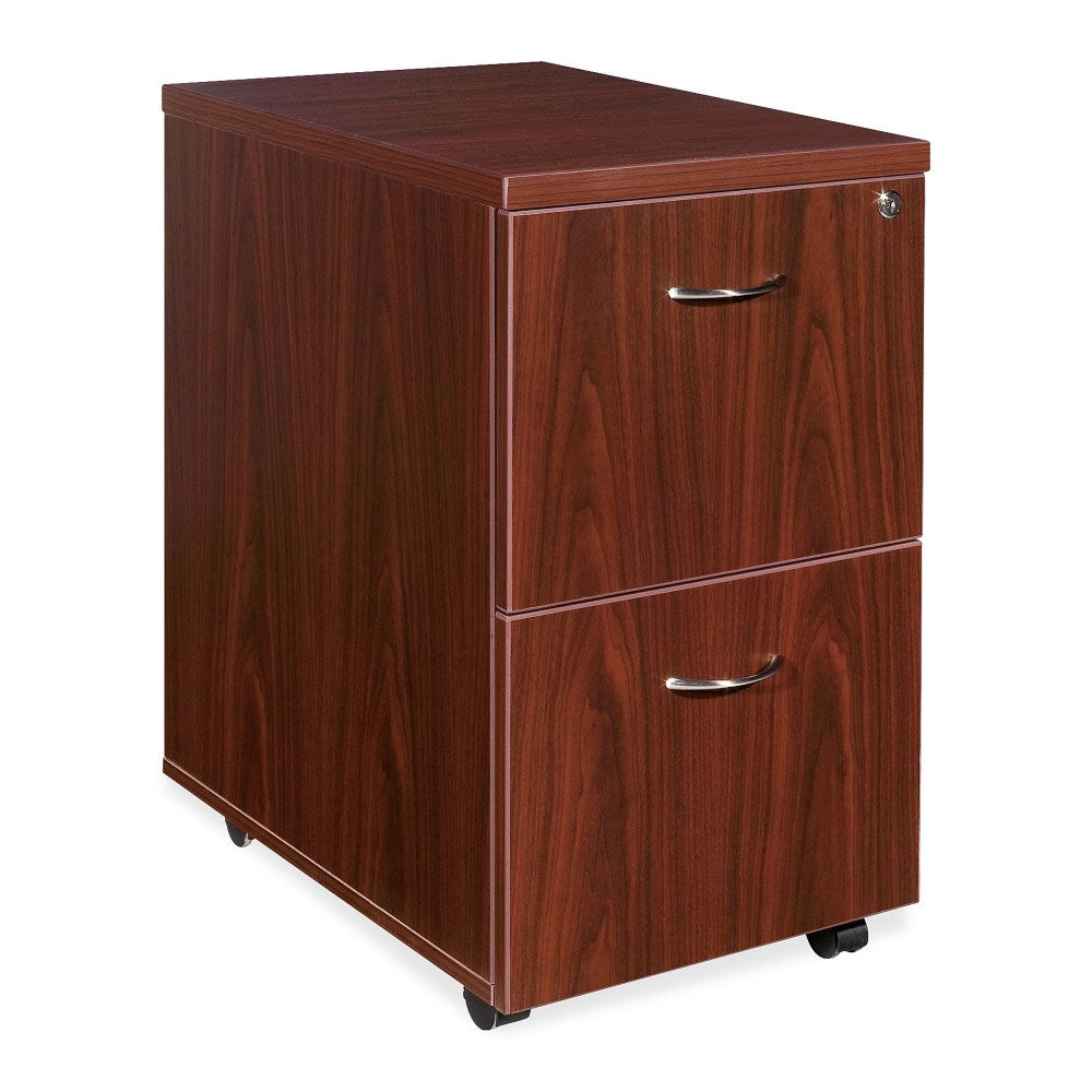 Lorell Essentials 22inD Vertical 2-Drawer Mobile Pedestal File Cabinet, Mahogany