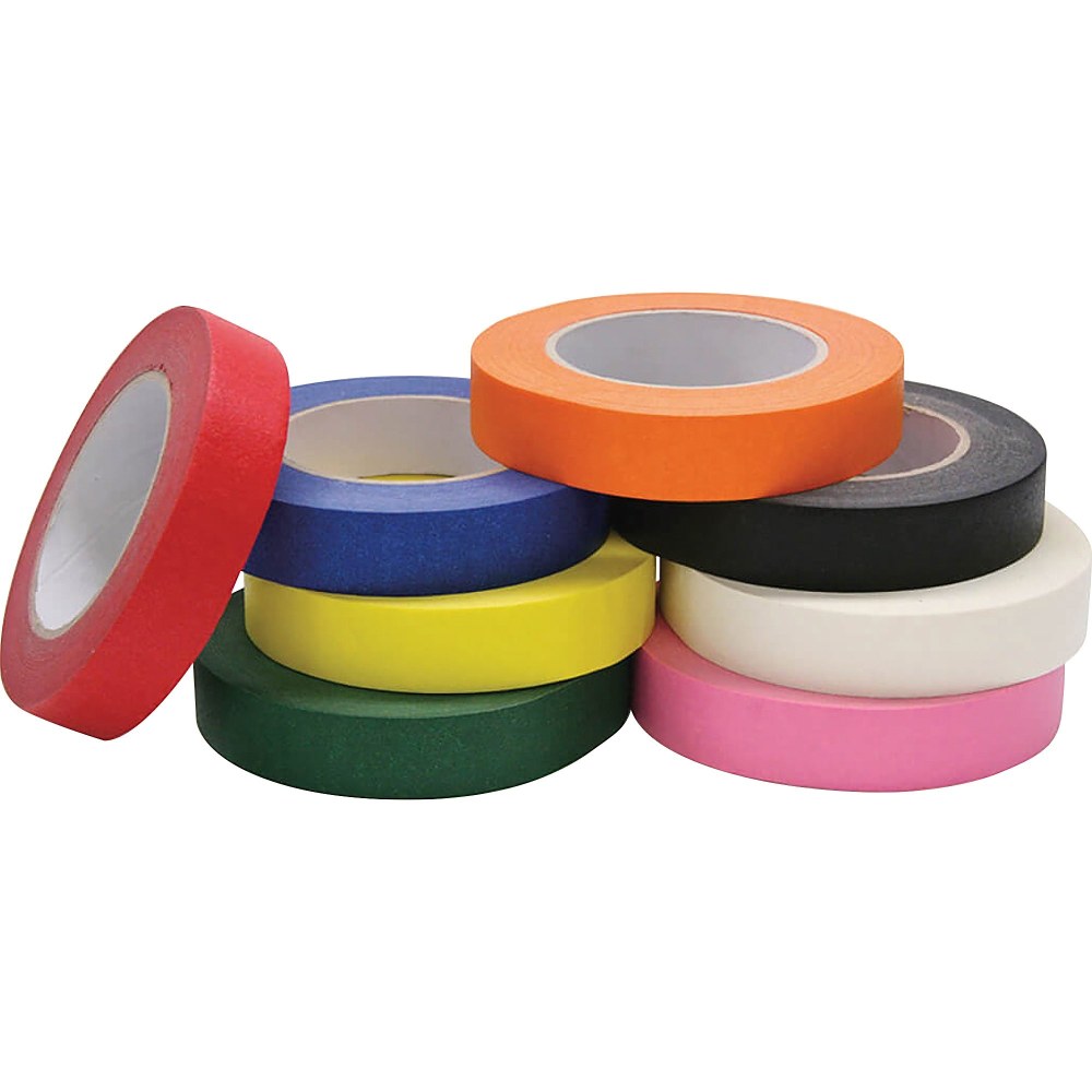 Pacon Chenille Kraft Colored Masking Tape, 1in x 60 Yd., Assorted Colors, Pack Of 8