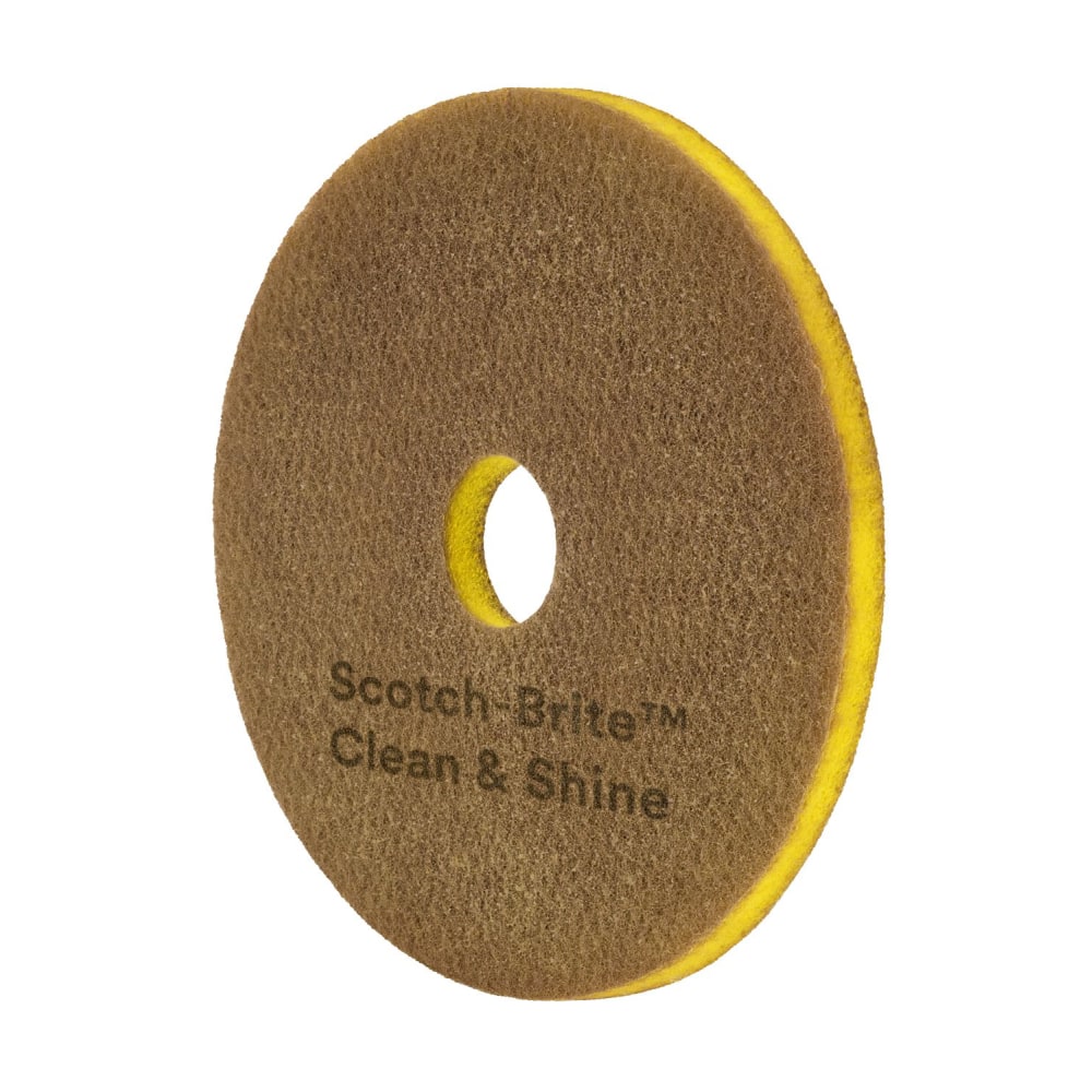 Scotch-Brite Clean & Shine Floor Pads, 14in, Yellow/Gold, Case Of 5