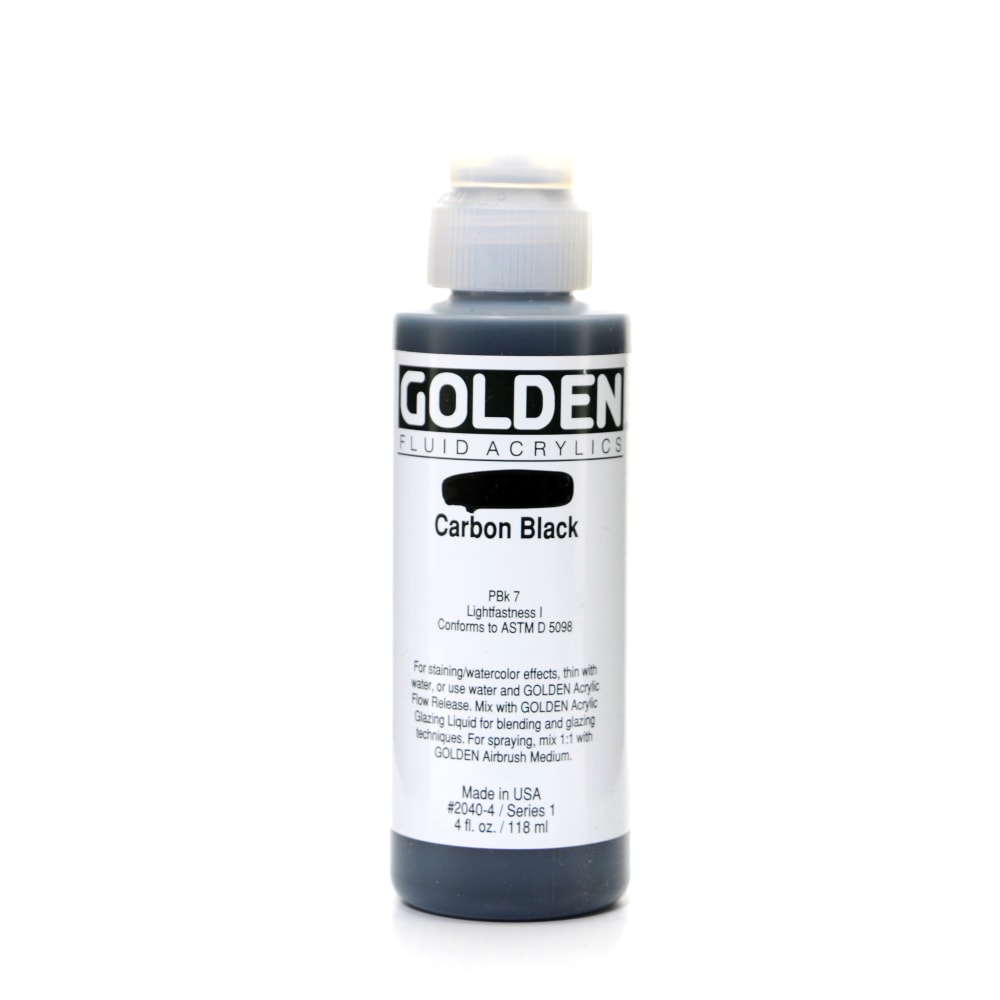 Golden Fluid Acrylic Paint, 4 Oz, Carbon Black