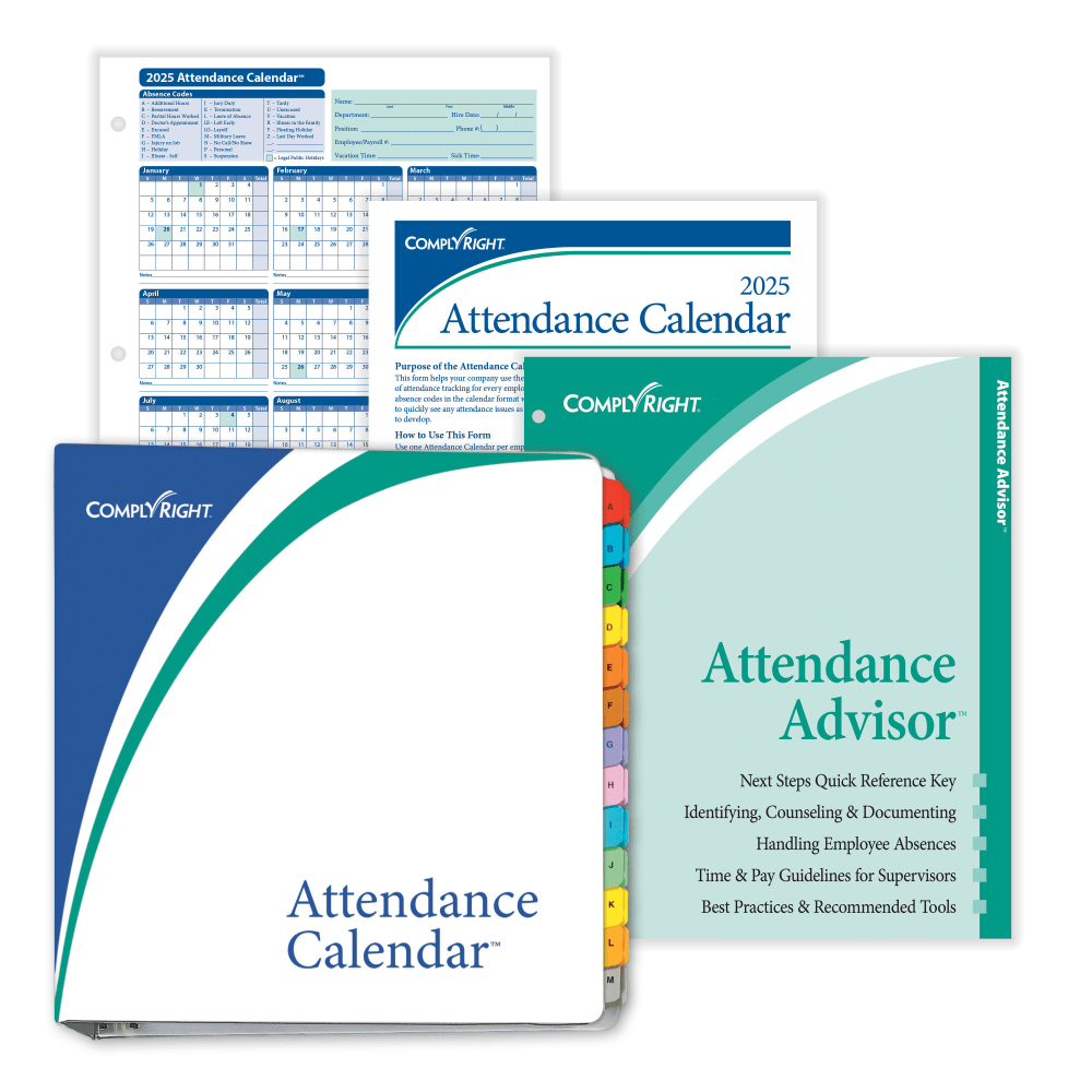 ComplyRight 2024 Attendance Calendar Kit, 8 1/2in x 11in, White, Pack Of 200