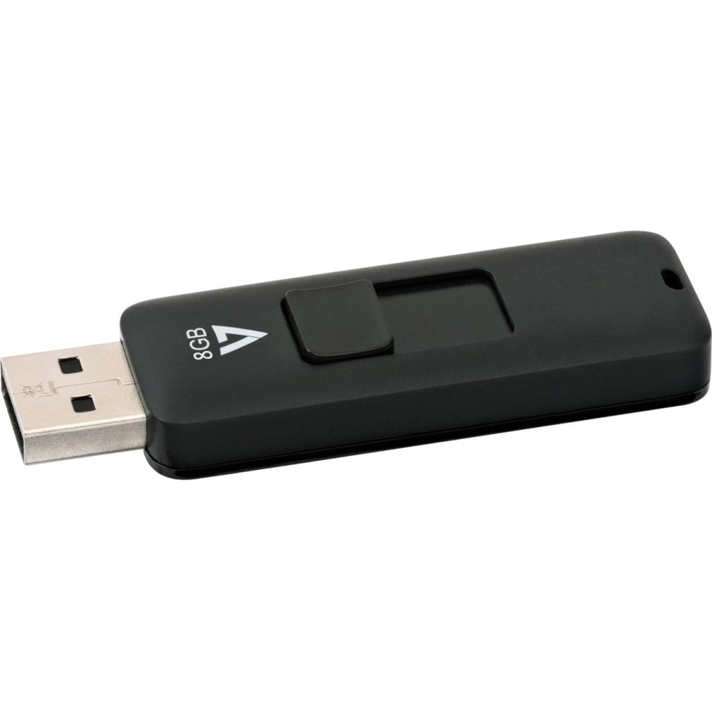 V7 8GB USB 2.0 Flash Drive - With Retractable USB connector - 8 GB - USB 2.0 - Black - 5 Year Warranty