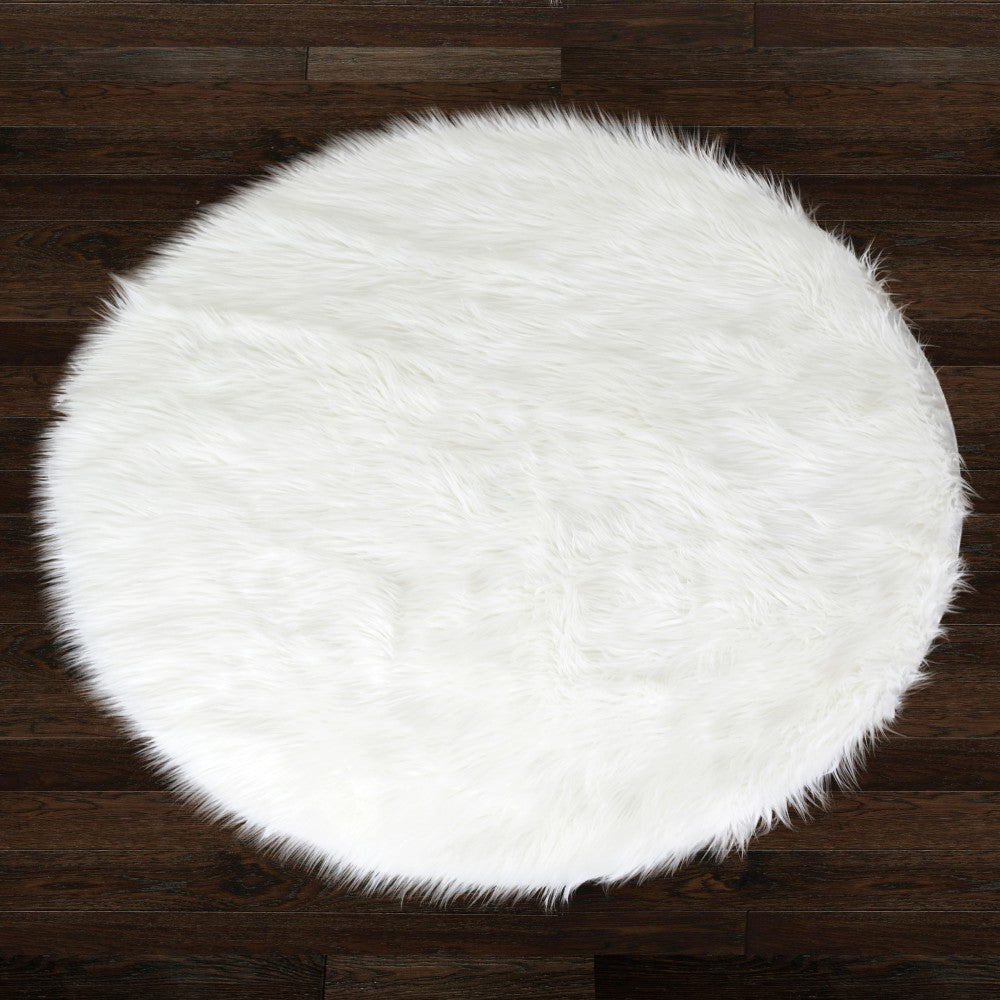 Glamour Home Alair Round Area Rug, 4ft x 4ft, White