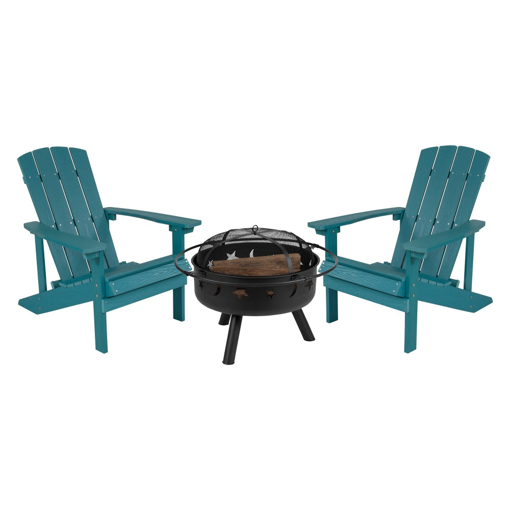 Flash Furniture 3-Piece Charlestown Adirondack Chair Set, Sea Foam