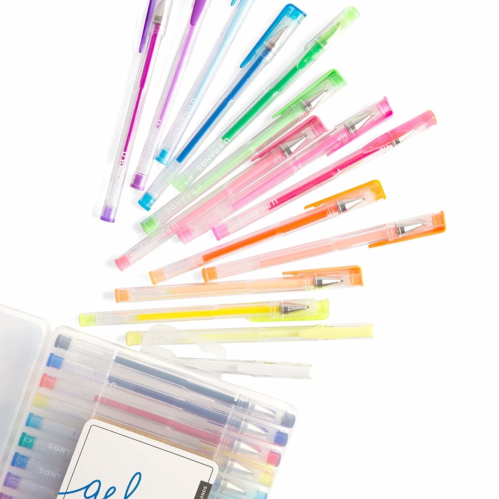 U Brands Gel Pens, Fine Point, 0.7 mm, Clear Barrel, Assorted Ink Colors, Pack Of 30 Pens