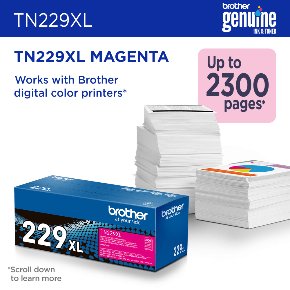 Brother TN229XL Magenta High Yield Toner Cartridge, (TN229XLM)