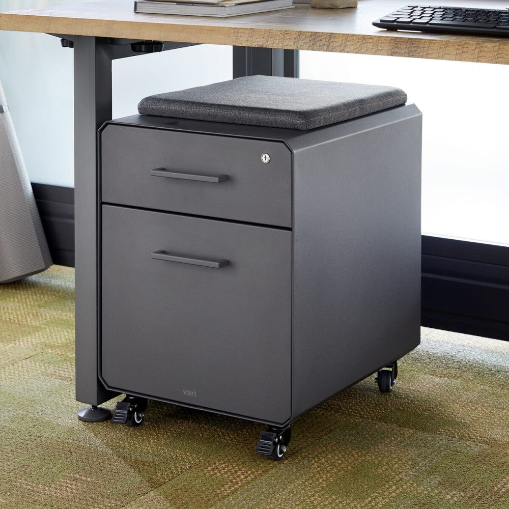 VARIDESK Vari Seated 20inD Vertical File Cabinet, Slate