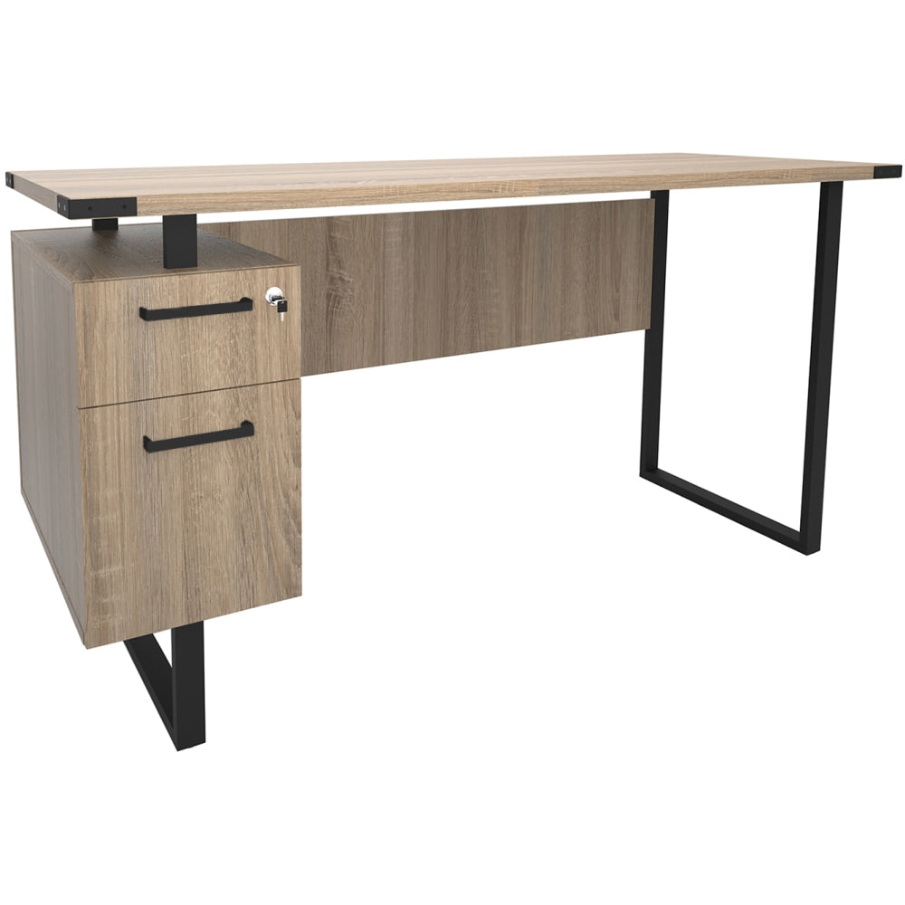 Safco Mirella SOHO 63inW Writing Desk With Pedestal, Sand Dune