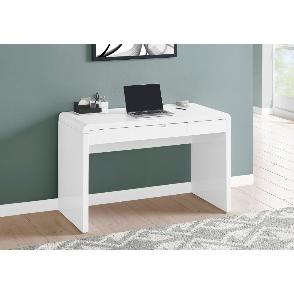 Monarch Specialties Pineda 48inW Computer Desk, Glossy White