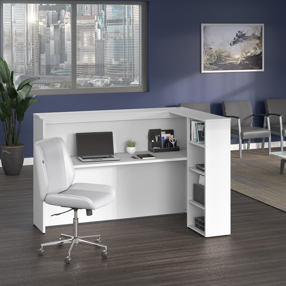 Bush Business Furniture Studio C 72inW Reception Computer Desk With Shelves, White, Standard Delivery