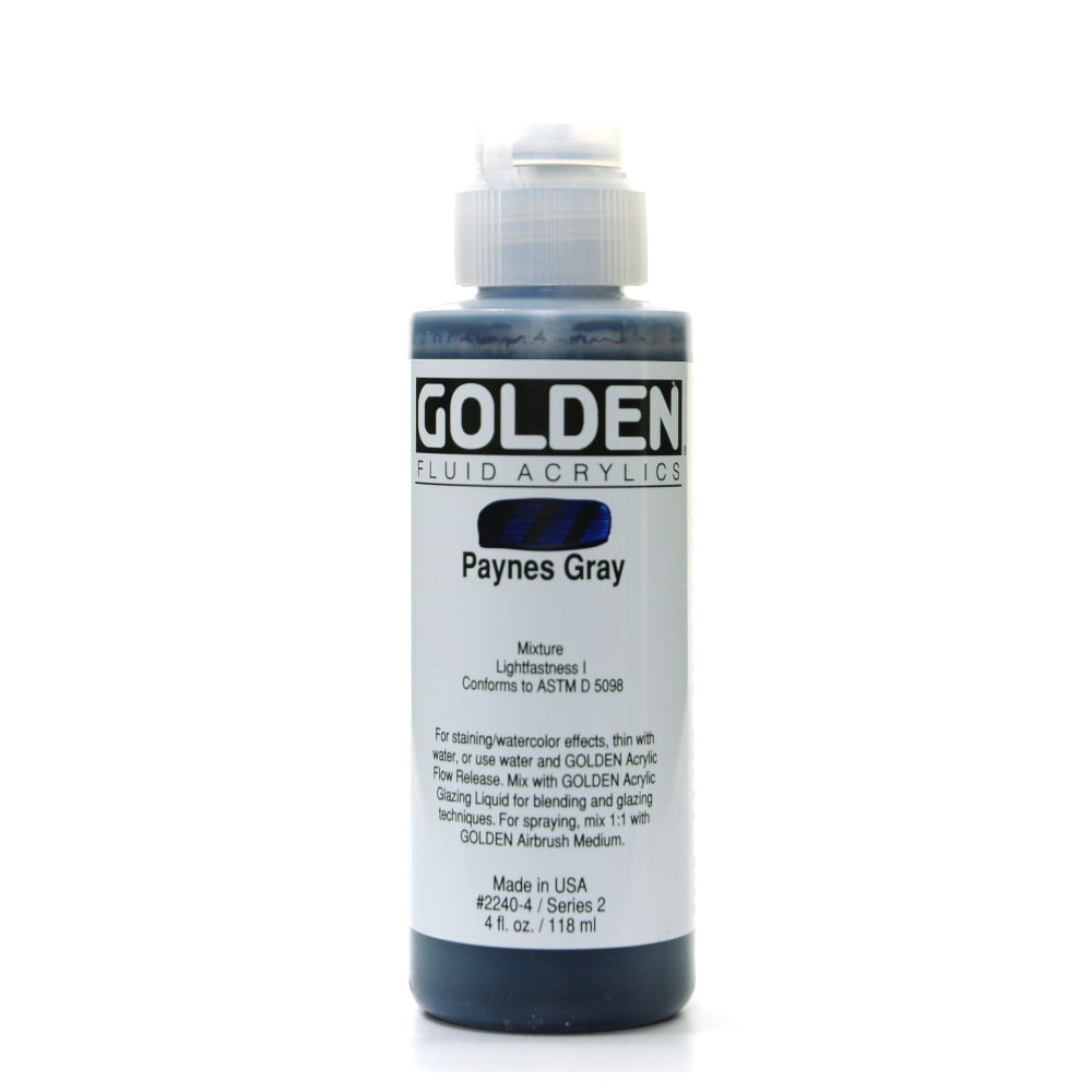 Golden Fluid Acrylic Paint, 4 Oz, Paynes Gray