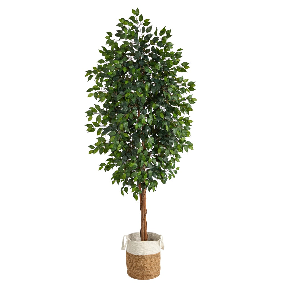 Nearly Natural Ficus 96inH Artificial Plant With Handmade Jute and Cotton Planter, 96inH x 44inW x 44inD, Green/Natural