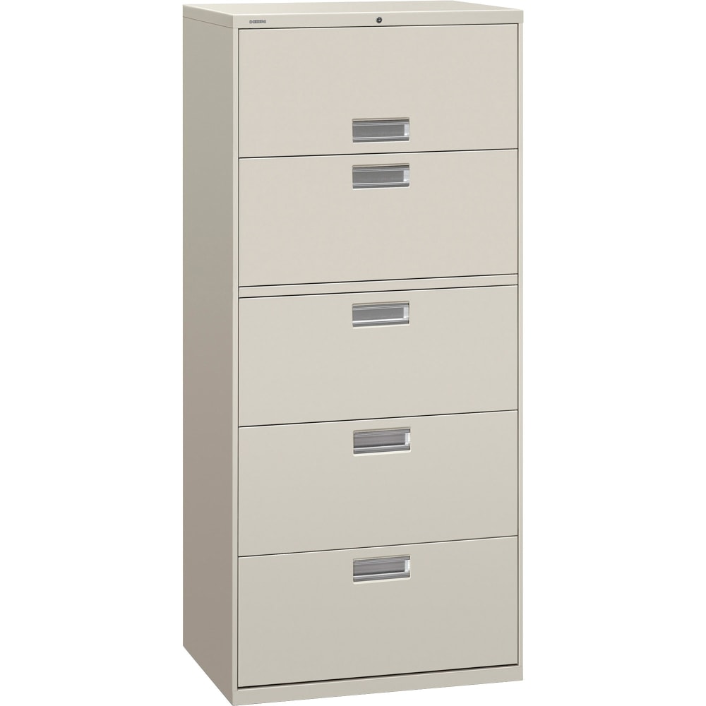 HON 600 30inW x 19-1/4inD Lateral 5-Drawer File Cabinet With Lock, Light Gray