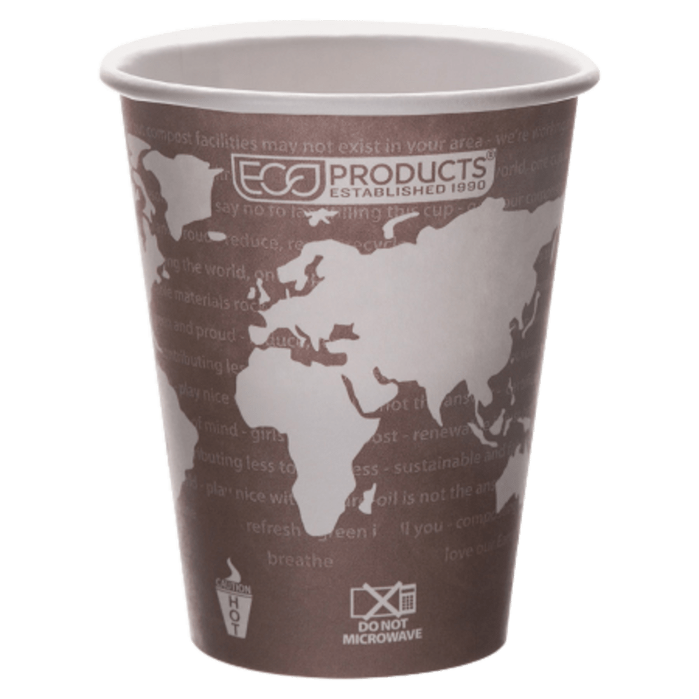 Eco-Products World Art Hot Beverage Cups, 8 Oz, Maroon, Carton Of 1000