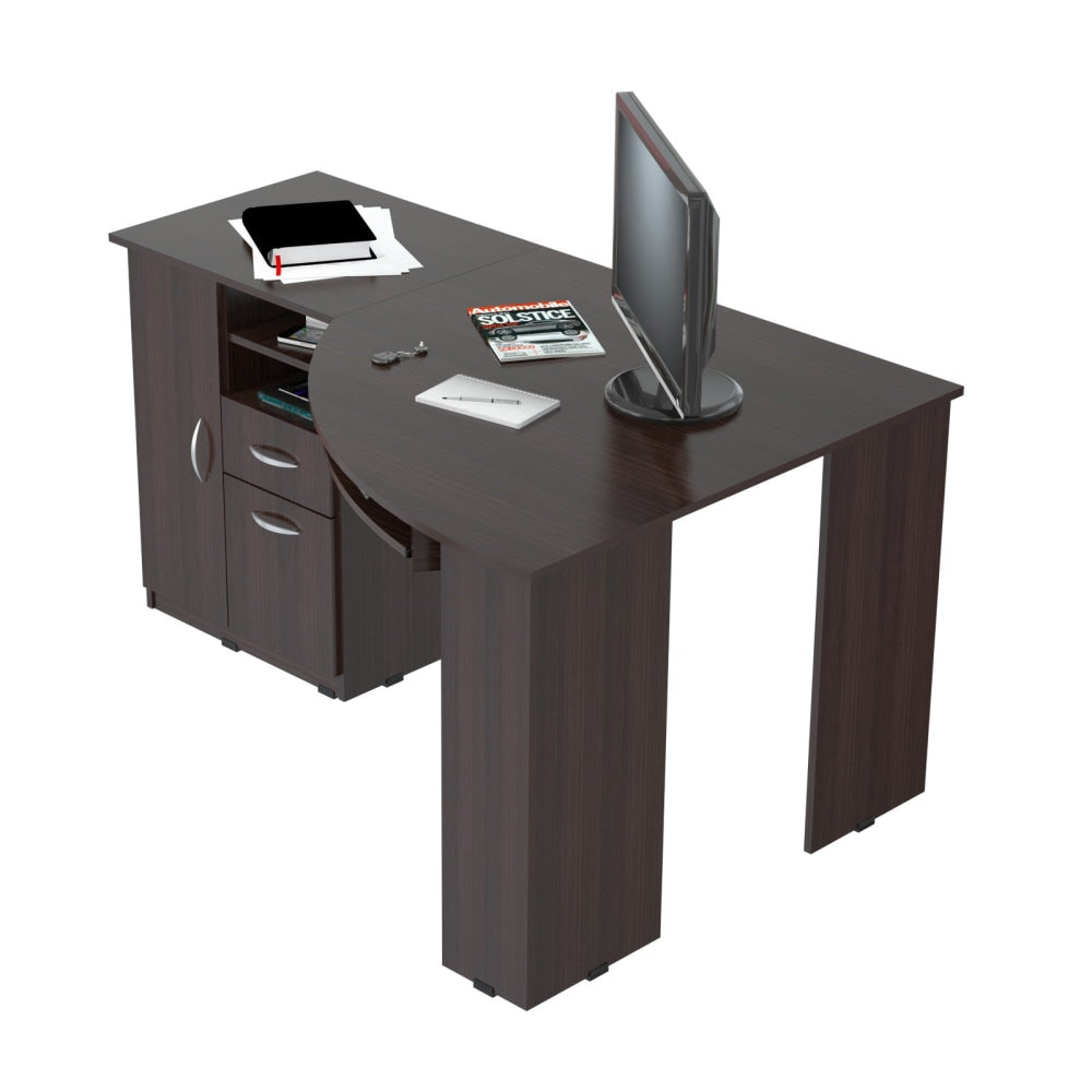 Inval 59inW Corner Desk, Espresso-Wengue