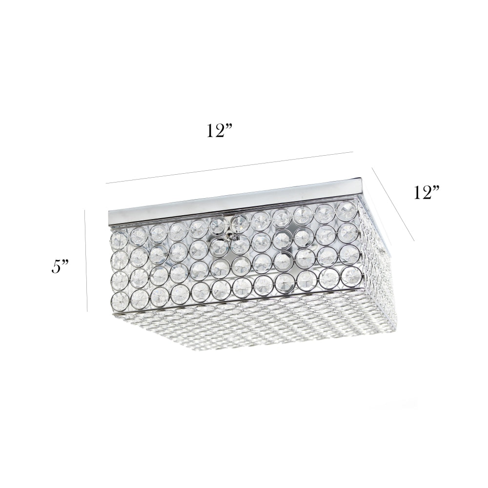 Elegant Designs Elipse Crystal 2-Light Square Flush-Mount Ceiling Fixture, Chrome/Crystal