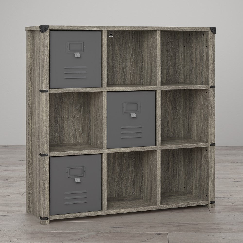 Ameriwood Home Nova 9-Cube Storage Unit, 37-3/4inH x 37-7/8inW x 11-5/8inD, Brown