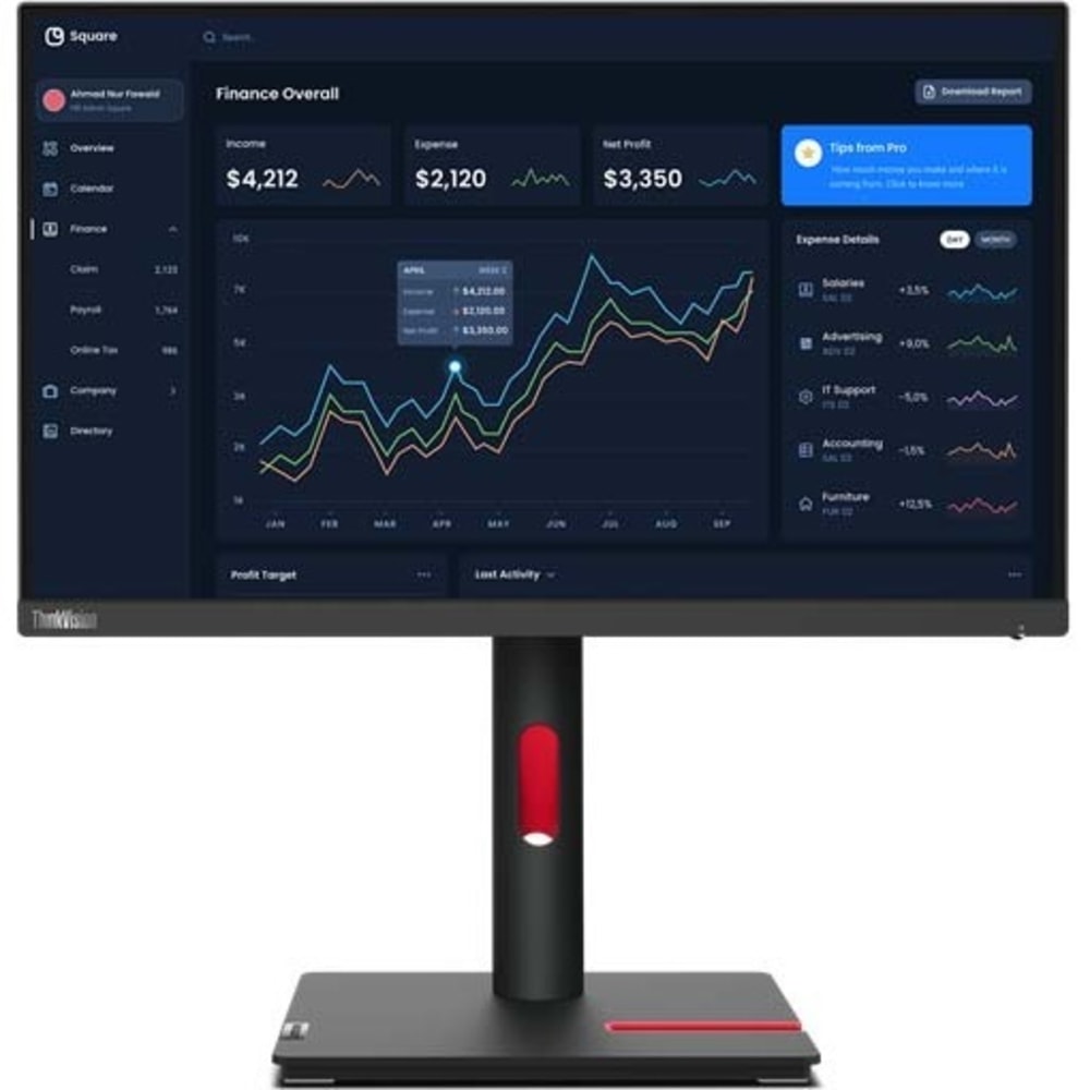 Lenovo ThinkVision T22i-30 22in Class Full HD LCD Monitor - 16:9 - Raven Black - 21.5in Viewable - In-plane Switching (IPS) Technology - WLED Backlight - 1920 x 1080 - 16.7 Million Colors - 250 Nit - 4 ms - 60 Hz Refresh Rate - HDMI - VGA