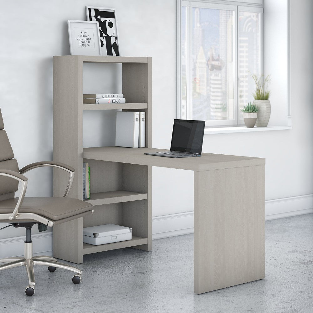 Bush Business Furniture Echo 56inW Bookcase Computer Desk, Gray Sand, Standard Delivery