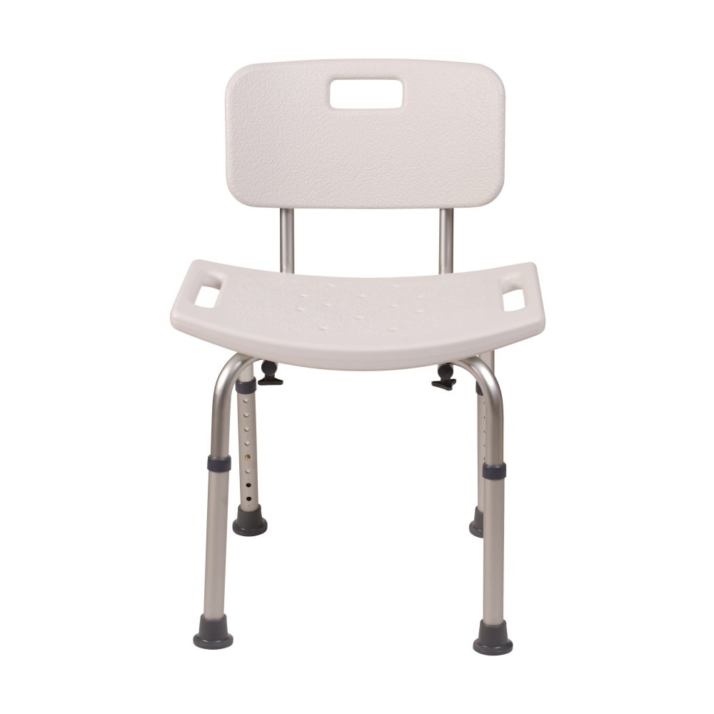 HealthSmart Compact Germ-Free Height-Adjustable Bath And Shower Bench Stool, With Backrest, 21inH x 20inW x 12inD, White