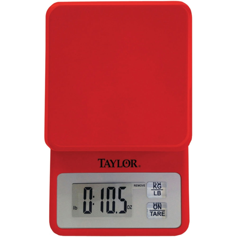 Taylor Compact Digital Kitchen Scale, 11 Lb, Red