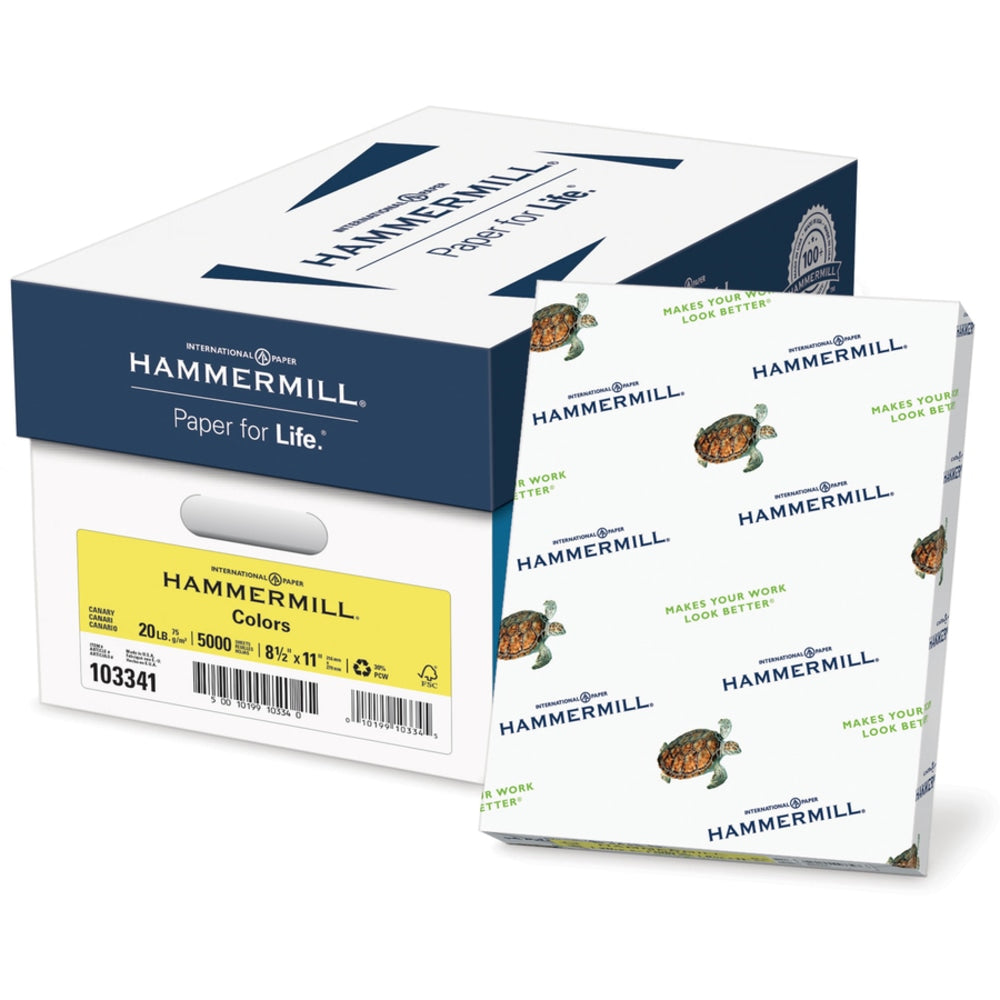 Hammermill Multi-Use Color Copy Paper, Canary, Letter (8.5in x 11in), 5000 Sheets Per Case, 20 Lb