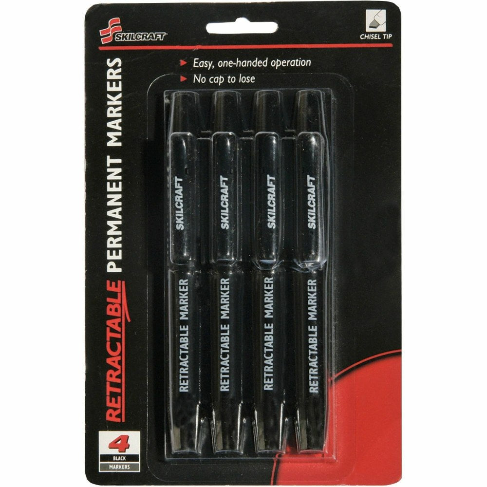 Retractable Markers, Chisel Tip, Black (AbilityOne 7520-01-555-0297)