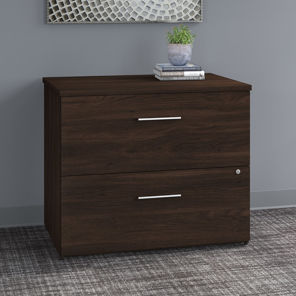 Bush Business Furniture Office 500 35-2/3inW x 23-1/3inD Lateral 2-Drawer File Cabinet, Black Walnut, Standard Delivery - Partially Assembled